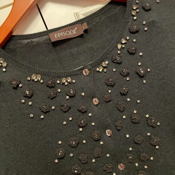 Episode Vintage Angora Black Beaded Cardigan - Picture 4 of 8